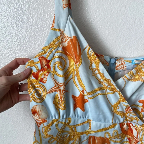 J. Mclaughlin L Blue Nautical Boating Knee Length Dress - Picture 3 of 8